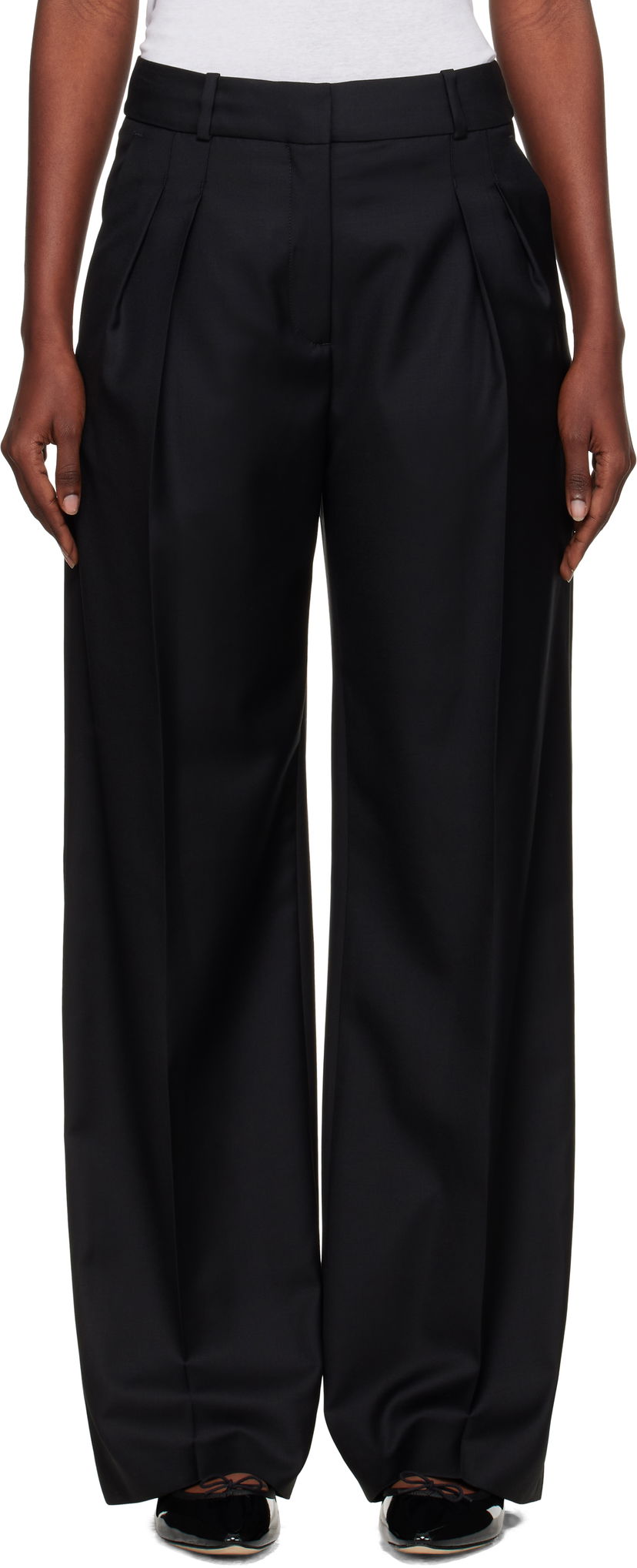 Byxor Loulou de Saison Loulou de Saison Sbiru LDS Straight Leg Trousers Svart | SBIRU LDS