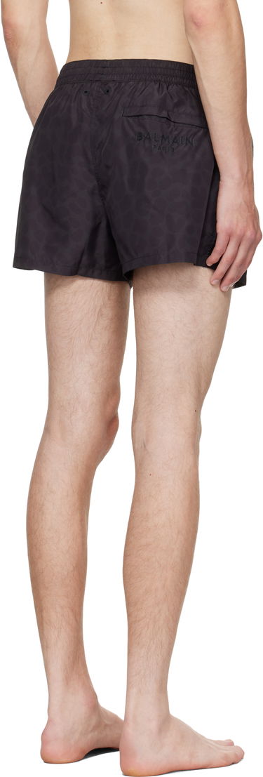 Badkläder Balmain Balmain Leopard Swim Shorts Svart | BWB711710, 2