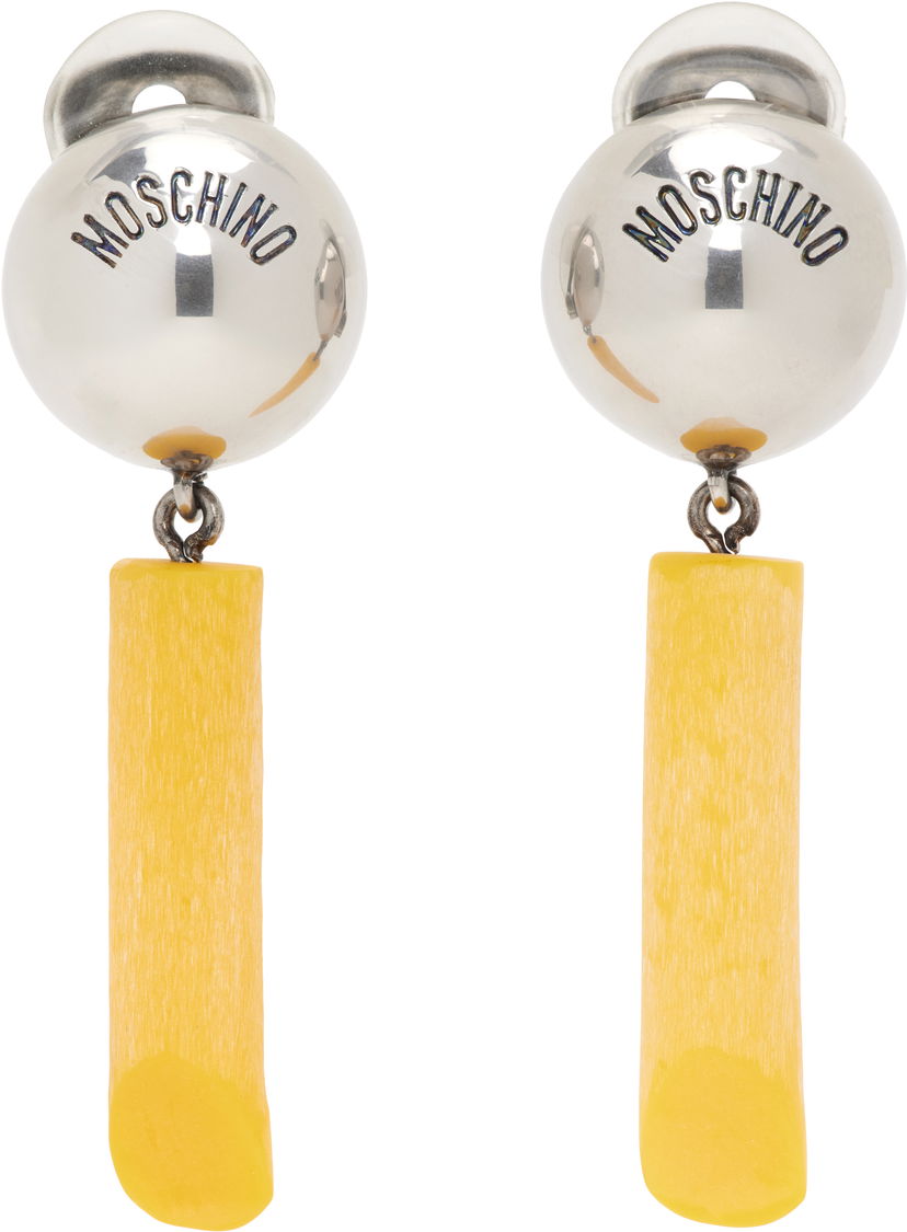Örhängen Moschino Moschino Engraved-Logo Drop Earrings Gul | 25121911984051027