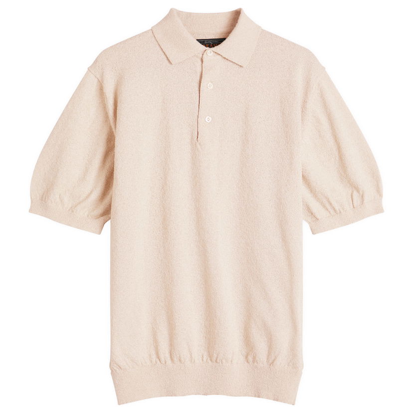 Polotröja BEAMS Beams Plus Boucle Knit Polo Beige | 3802-0051-156-20
