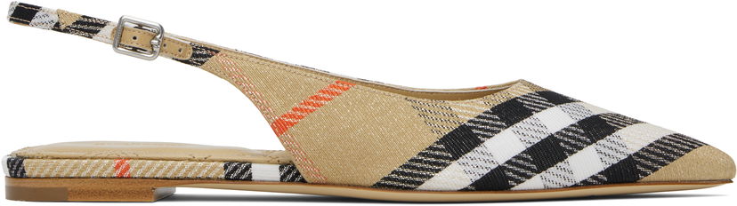 Tillbehör Burberry Burberry Birdie Check Slingback Flats Beige | 8106155