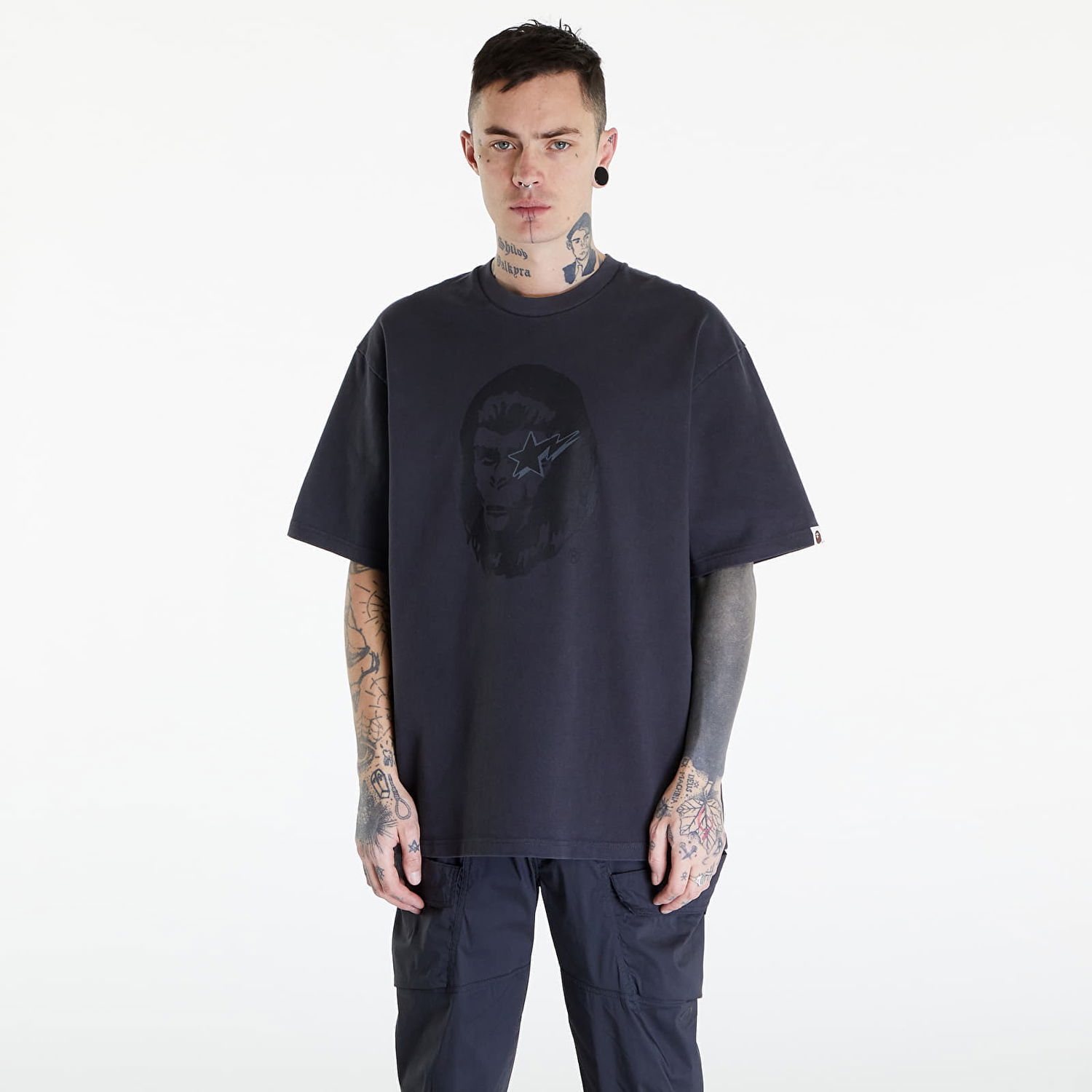 T-shirt BAPE A BATHING APE World Gone Mad Garment Dyed Tee Black Svart | 001CSK301318M BLK, 0