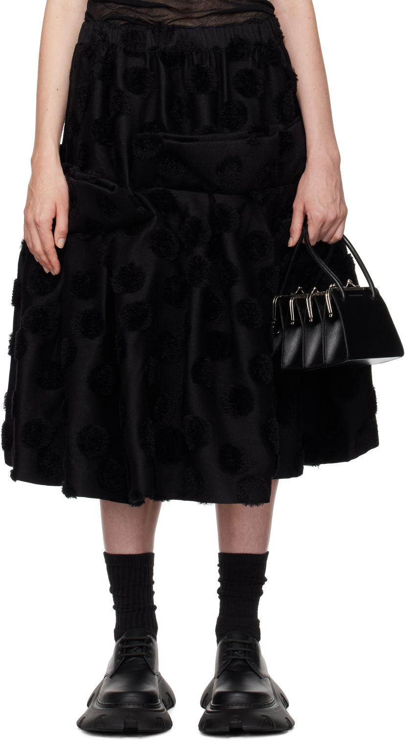 Kjol Comme des Garçons Wool Jacquard Midi Skirt Svart | GN-S004-051