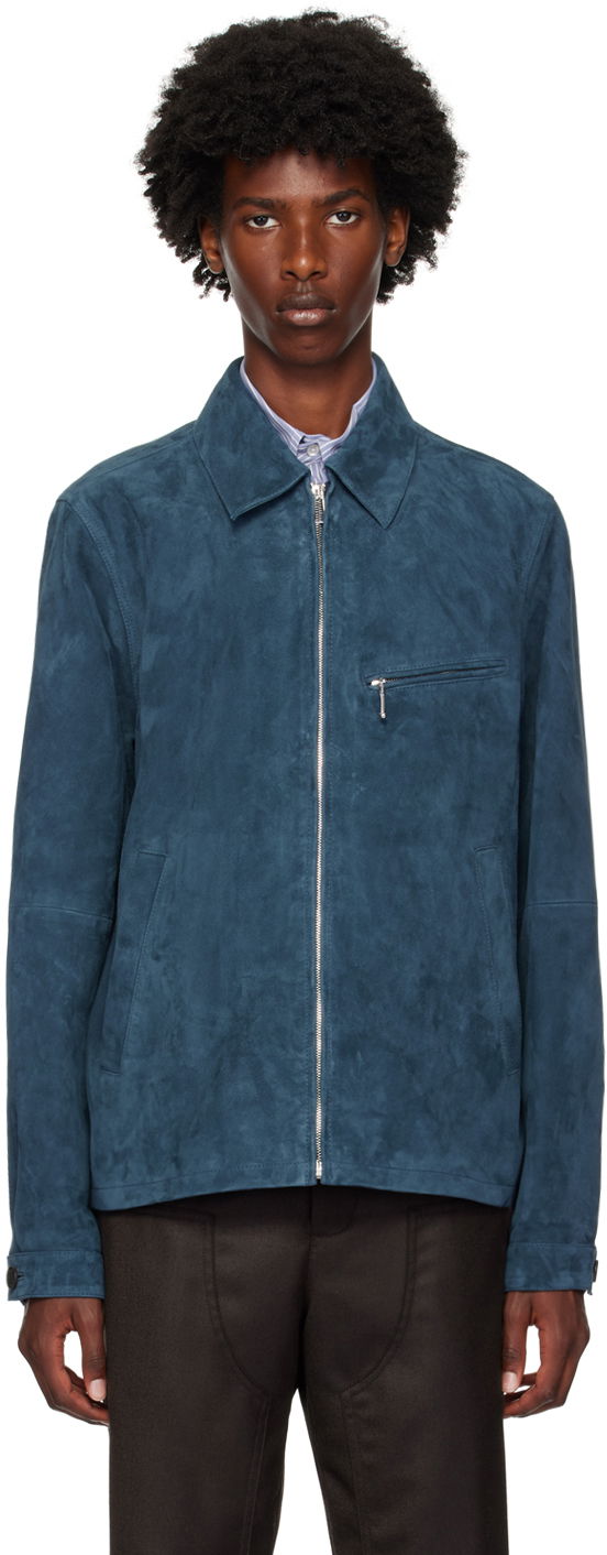 Jacka Paul Smith PS Paul Smith Zip Suede Jacket Blå | M2R-022ZL-N21985-76