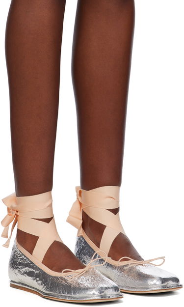 Skovård Simone Rocha Simone Rocha Ribbon Bow Ballerina Flats Metallisk | RMP17 0781, 3