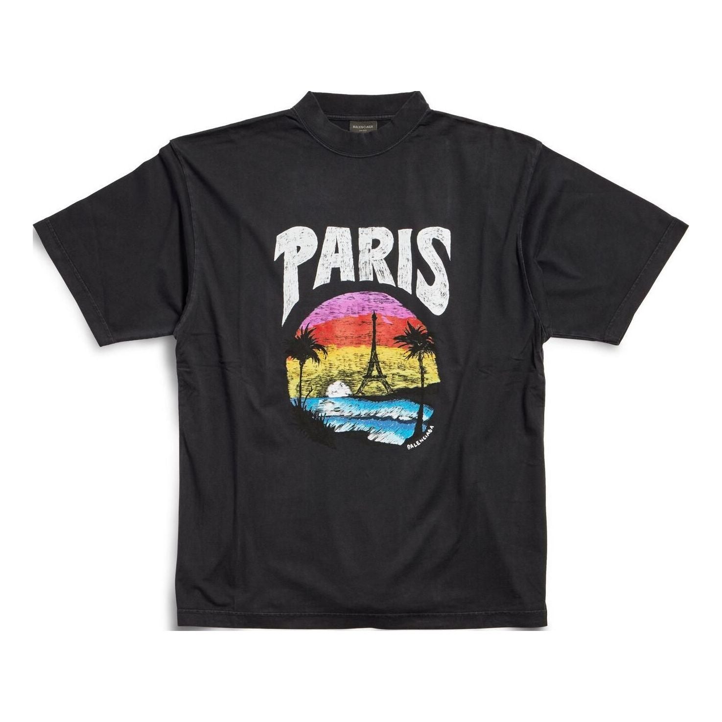 T-shirt Balenciaga Tropical Graphic Medium Fit T-Shirt Svart | 764235TPVL91569, 0