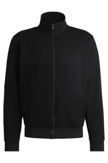 Sweater BOSS Regular-Fit Stretch Cotton Zip-Up Sweatshirt Svart | 50532755