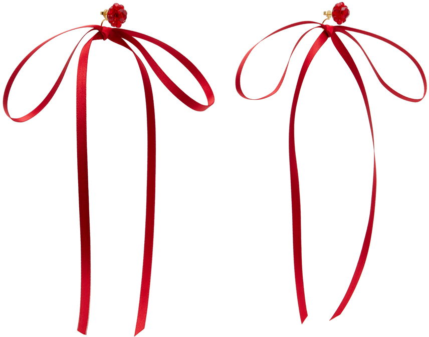 Pin Simone Rocha Simone Rocha Bow Ribbon Stud Earrings Röd | ERG389 0903, 1