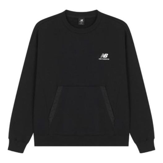 Sweater New Balance Men's Sweatshirt With Logo Patch Svart | AMT23359-BK