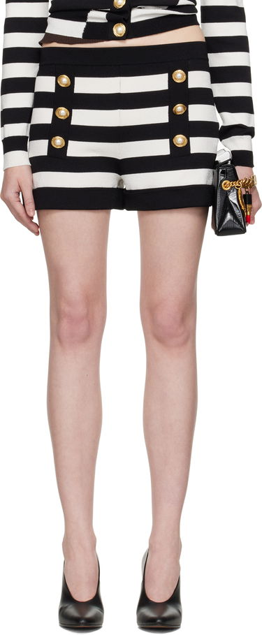 Shorts Balmain Balmain Striped Knit Shorts Svart | EF0PA195KI32, 0