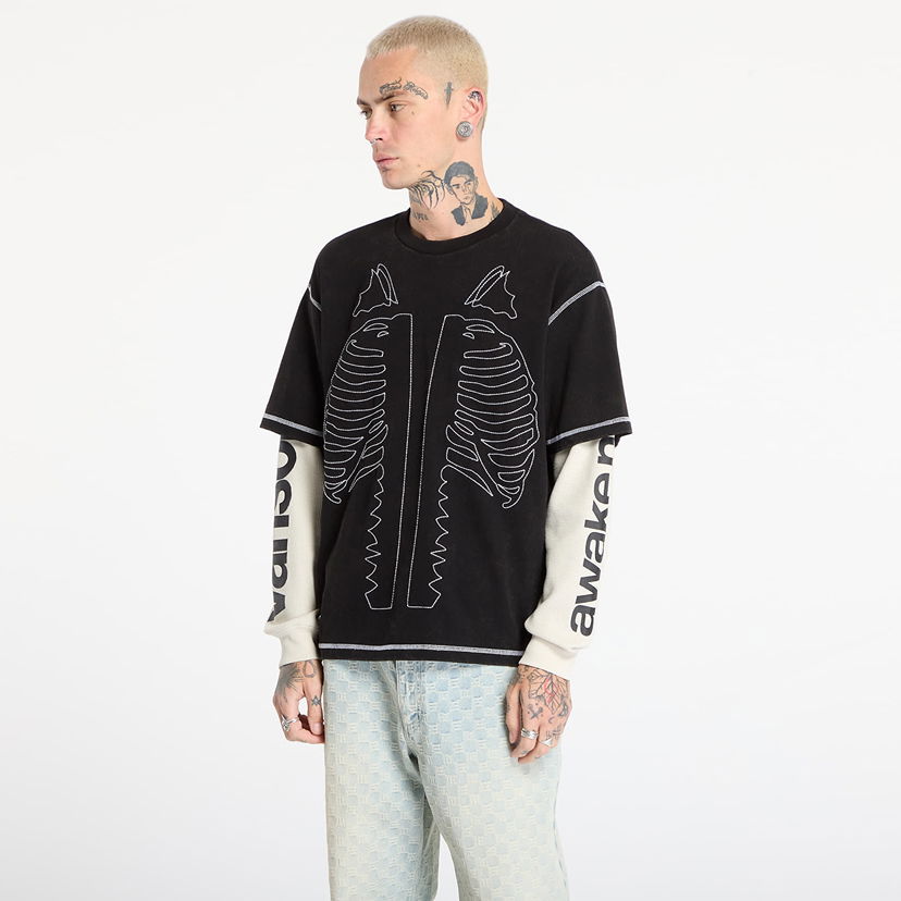 T-shirt Awake NY Awake NY Vanson Bones Waffle T-Shirt Svart | AWK-FW25-TP008-BLK