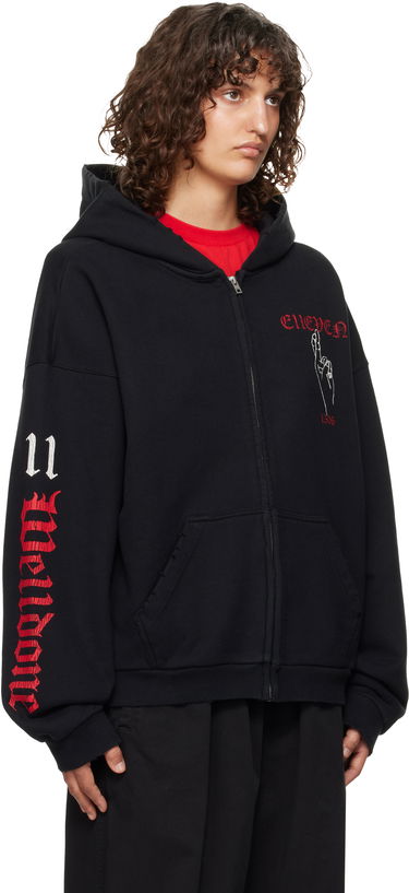 Sweatshirt We11done We11done Elleven Zip Hoodie Svart | WD-TJ3-24-875-U-BK, 1