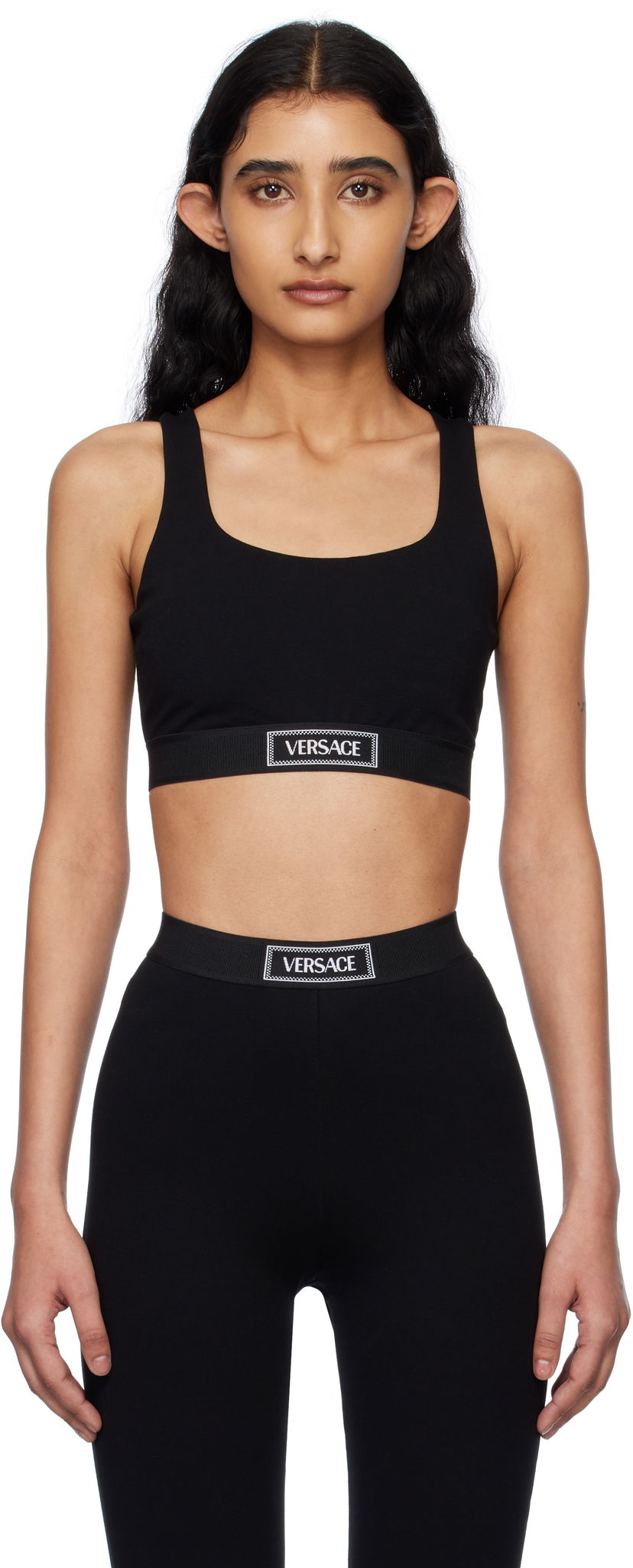 Behå Versace Versace 90s Vintage Logo Sport Bra Svart | 1015880_1A12037_1B000