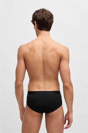 Underkläder och strumpor BOSS Three-pack stretch-cotton briefs with logo waistbands Svart | 50546561, 1
