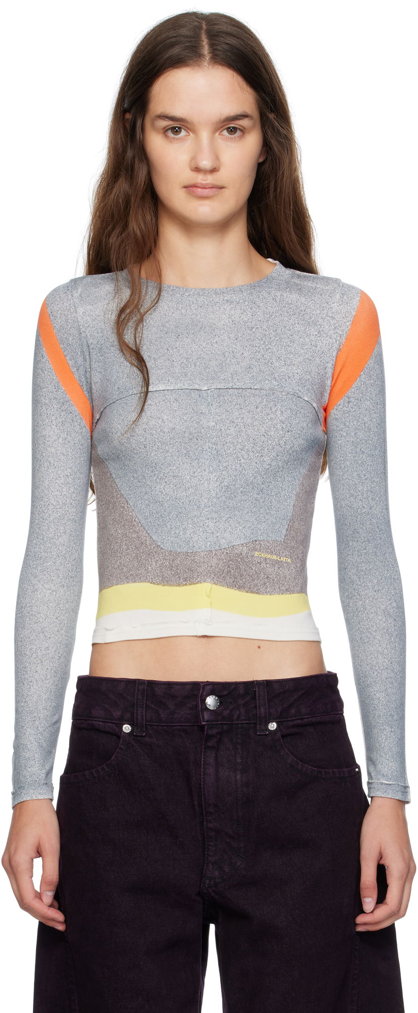 T-shirt Eckhaus Latta Eckhaus Latta Lapped Baby Crewneck T-Shirt Grå | 9100-EL-PF25-V -