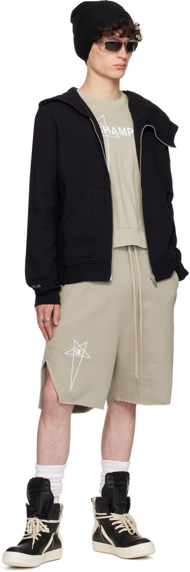 Sweatshirt Rick Owens Rick Owens Champion Edition Mountain Hoodie Svart | CM01E1665 CHFE FELPA, 4