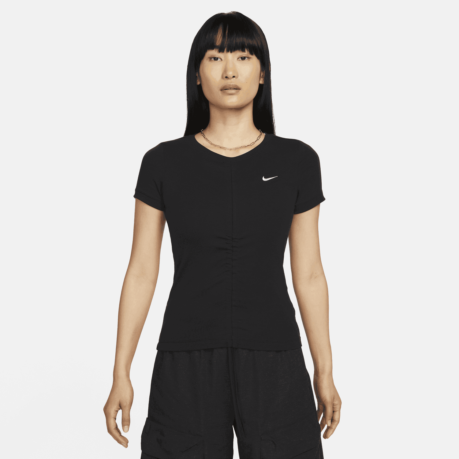 Crop top Nike Sportswear Essentials Ribbed Mod Cropped Top Svart | FB8276-010, 0