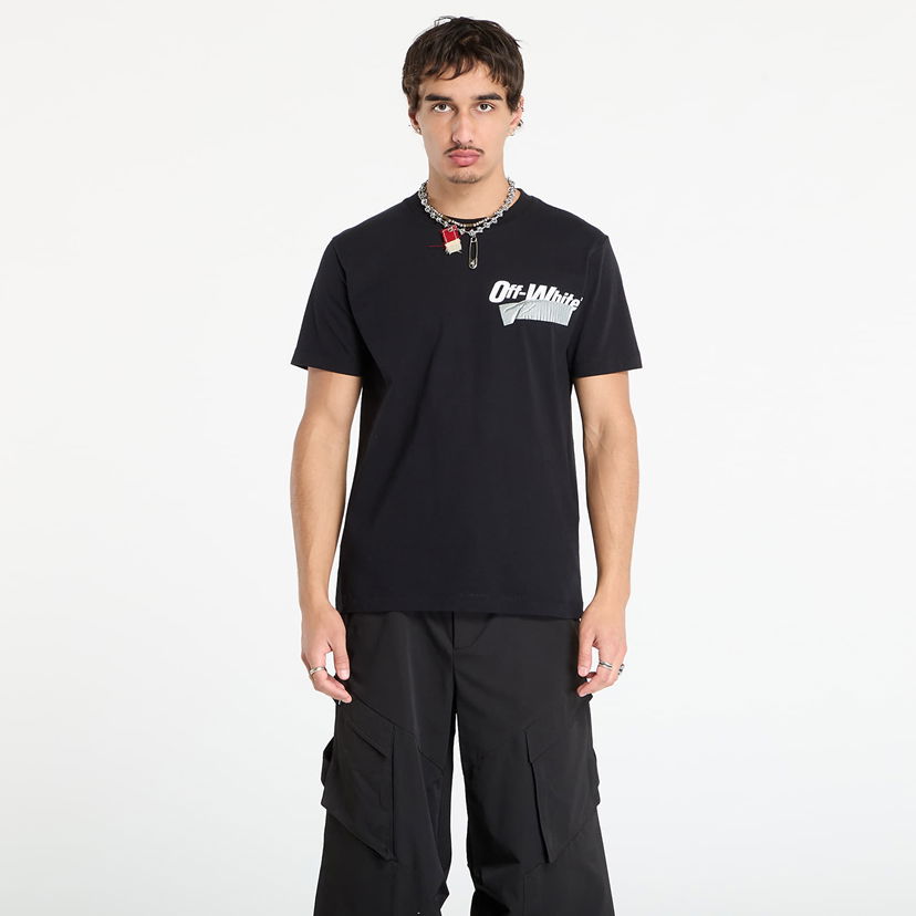 T-shirt Off-White Off-White Cupid Tape Slim Fit Short Sleeve T-Shirt Svart | OMAA027F25JER00B1001