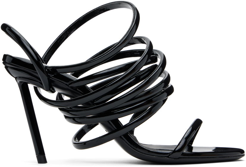 Sneakers och skor Alaïa ALAÏA Glossy Multistrap Stiletto Heel Sandals Svart | AA3S118TK049