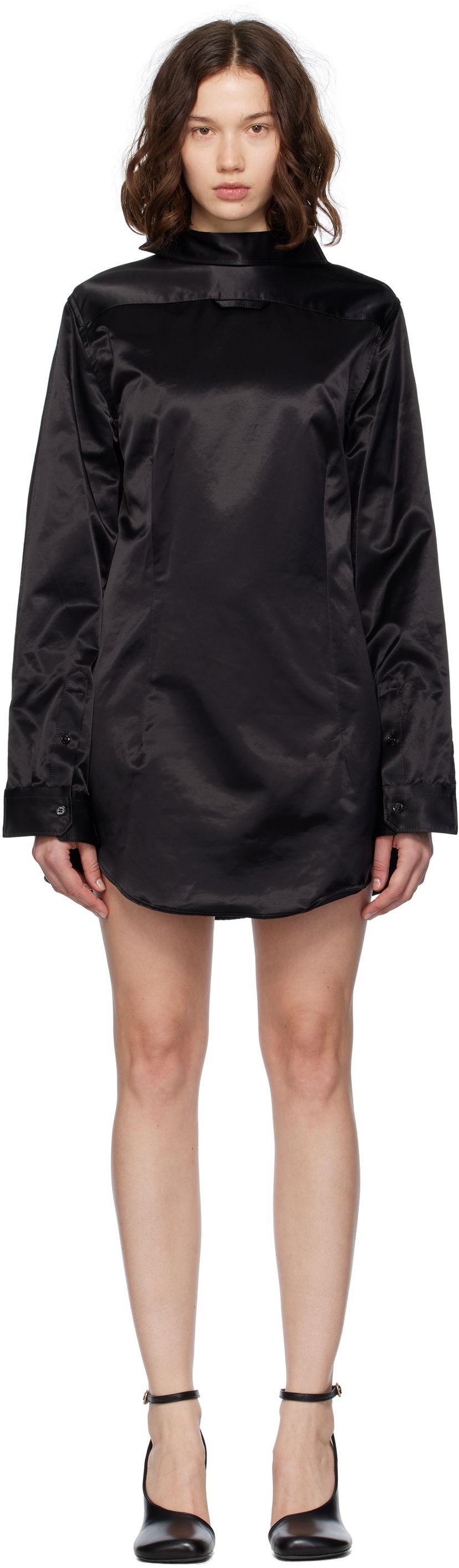 Klä Maison Margiela MM6 Maison Margiela Satin Mini Dress Svart | S52DA0069 MTN084