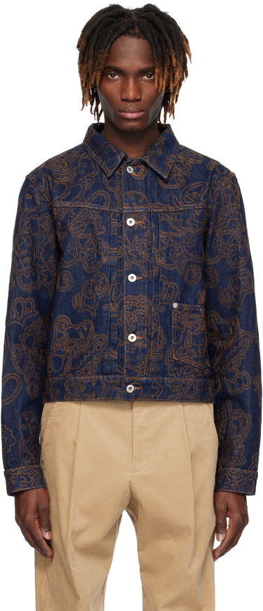 Jacka KENZO Kenzo Paris VERDY Edition Embroidered Denim Trucker Jacket Blå | FF55DV3096V1, 0