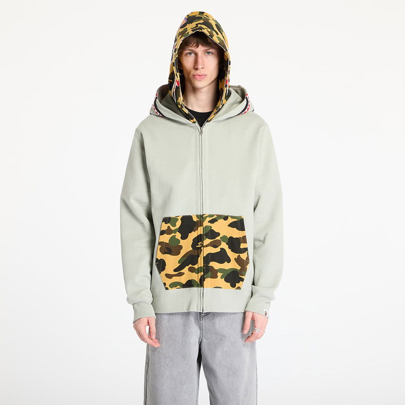 Sweatshirt BAPE A BATHING APE 1st Camo Shark Full Zip Double Hoodie Grön | 001ZPL301007MOLD