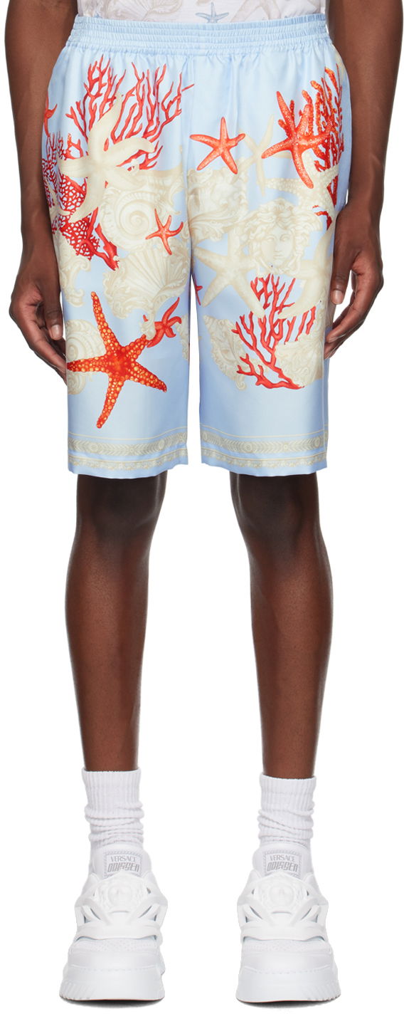 Shorts Versace Blue Barocco Sea Shorts Turkos | 1002476_1A11093