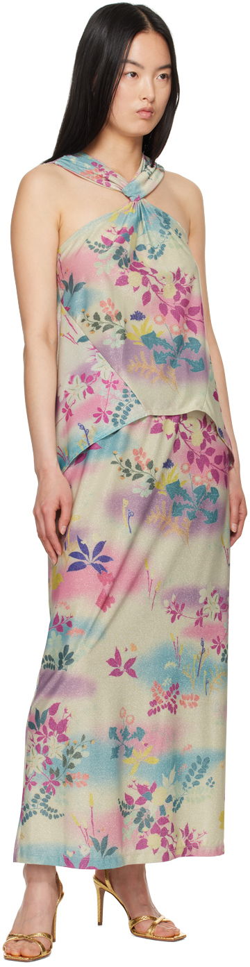Linne Anna Sui Atlantis Garden Print Halter Neck Tank Top Flerfärgad | 424B20, 3
