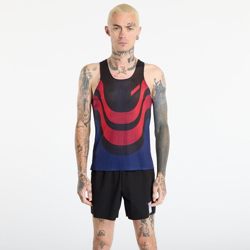 Linne Soar Running Ribbed Race Vest with Curved Pattern Flerfärgad | AW25-SV7M-BLK/RE