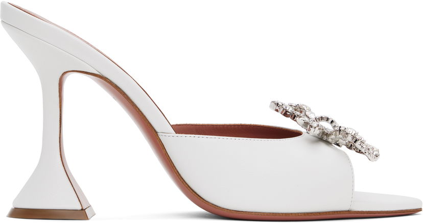 Tillbehör Amina Muaddi Amina Muaddi Rosie Slipper Heeled Sandals Vit | ROSIE SLIPPER NAPPA