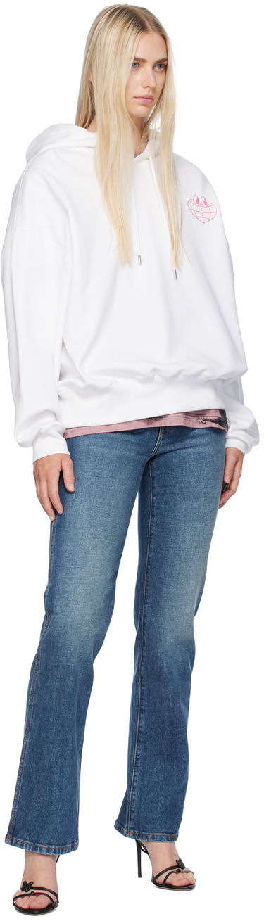 Sweatshirt Moschino Jeans Globe Print Hoodie Vit | 242K11701, 3