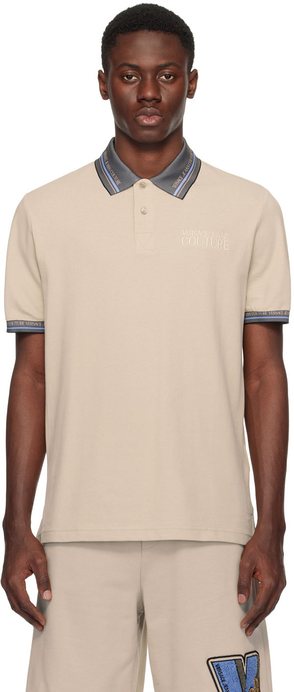 Polotröja Versace Jeans Couture Beige Printed Polo Beige | E76GAGT09_ECJ01T