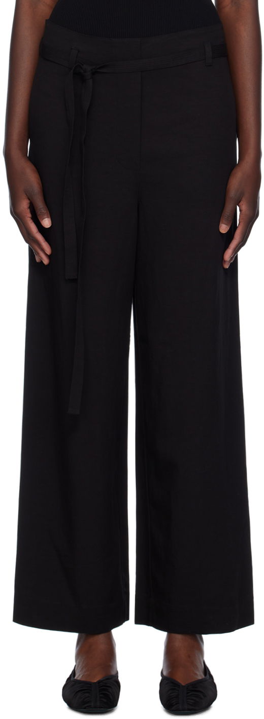 Byxor TOTEME TOTEME Tie-Waist Fluid Trousers Svart | 243-WRB0201-FB0193