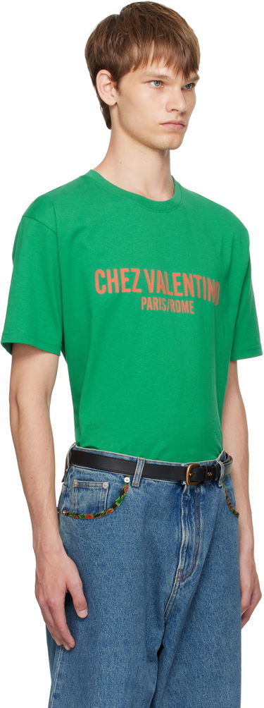 T-shirt Valentino Valentino 'Chez Valentino' Print T-Shirt Grön | 7V3MG16PAPG, 1