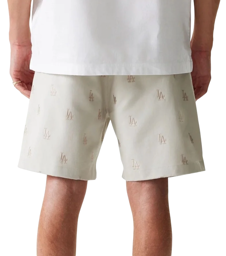 Shorts New Era New Era Los Angeles Dodgers MLB Monogram Shorts Beige | 60667819-60667819, 1