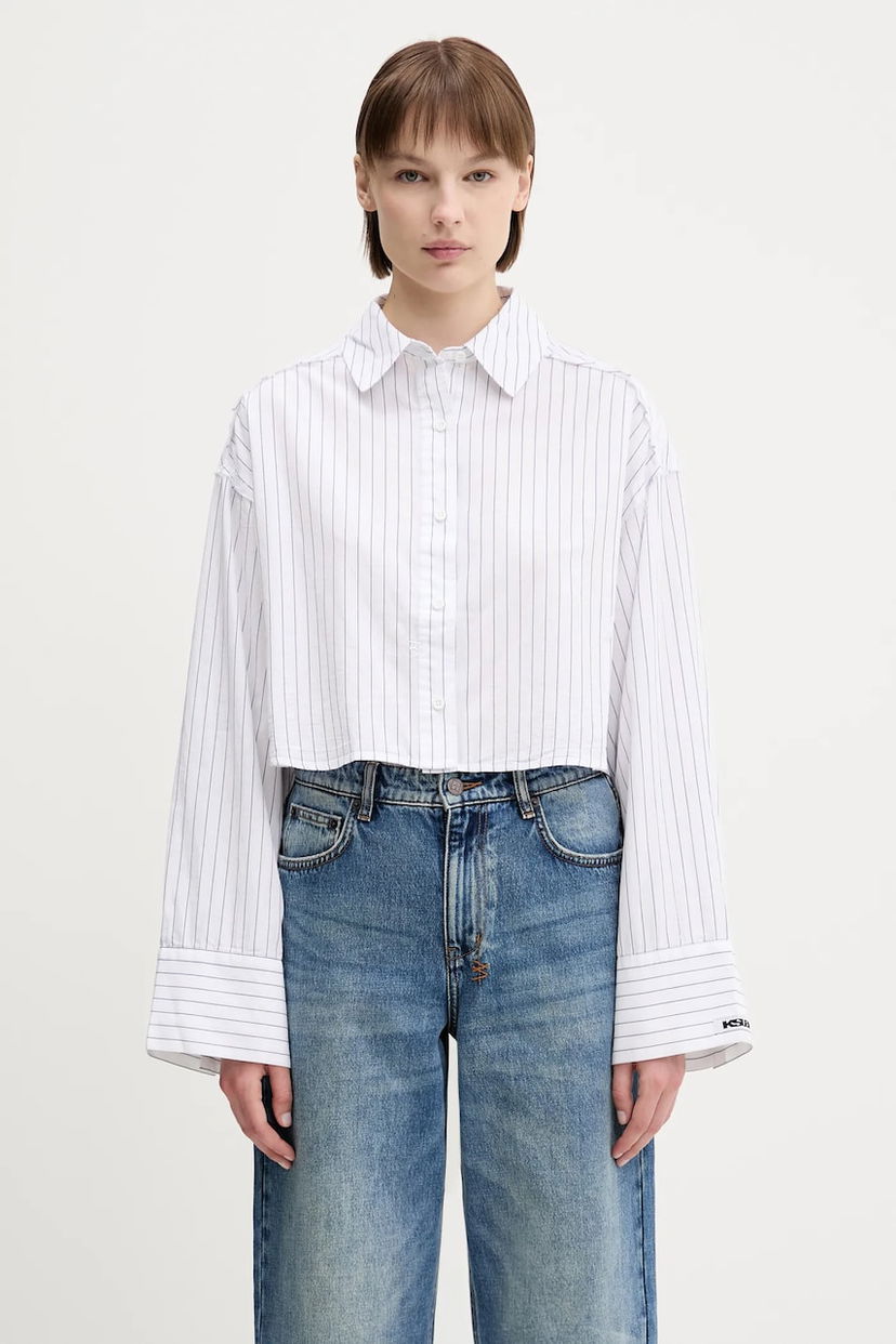 Skjorta Ksubi KSUBI Cropped Astra Relaxed Fit Shirt Vit | WSP25SH004