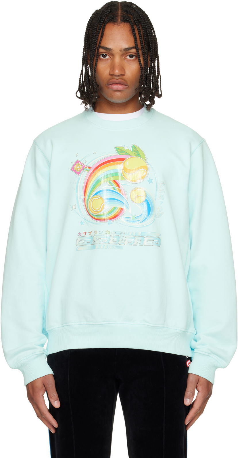 Sweatshirt Casablanca Casablanca Manga Tennis Ball Sweatshirt Turkos | M-AW25-JTP-293-01