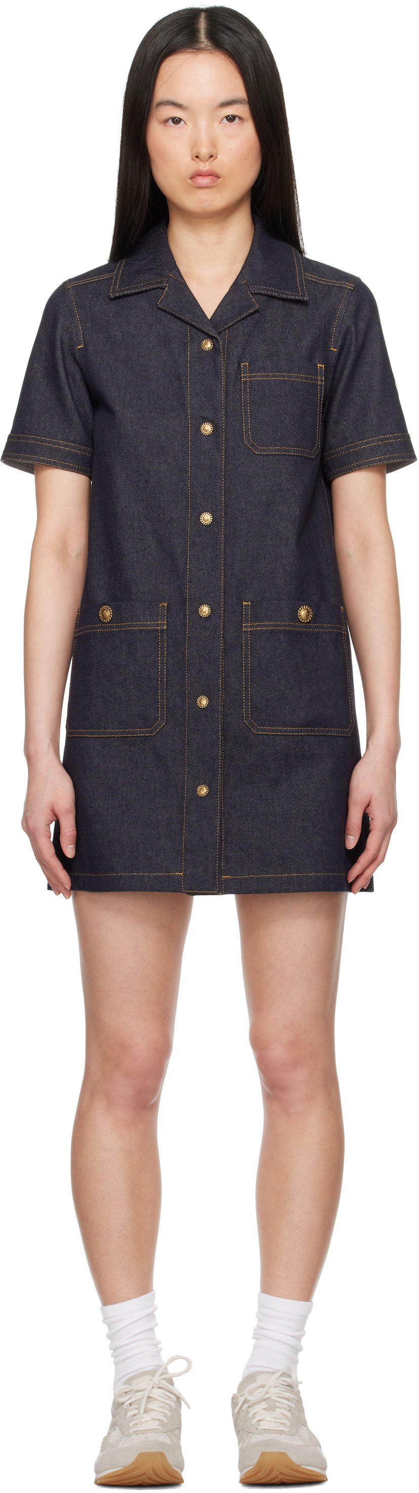 Klä Moncler Moncler Denim Shirt Dress Blå | K10932G00007597BH