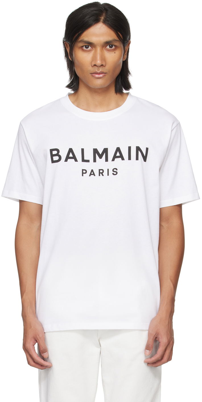 T-shirt Balmain Printed T-Shirt Vit | CH1EG000BB73