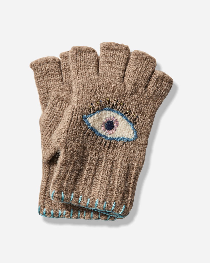 Handskar KAPITAL Wool Folktale Fingerless Gloves with Embroidered Eye Flerfärgad | K2411XG554 GRAYBEIGE