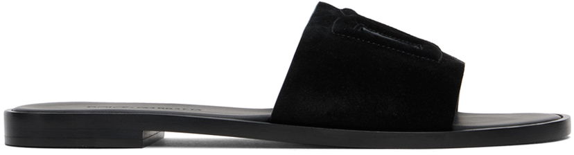 Tillbehör Dolce & Gabbana Dolce&Gabbana DG Logo Cutout Suede Slides Svart | CQ0625 AS915