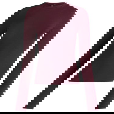 T-shirt SKIMS Cotton Jersey Long Sleeve T-Shirt, Size Large Bourgogne | AP-TSH-0647-CUR, 0