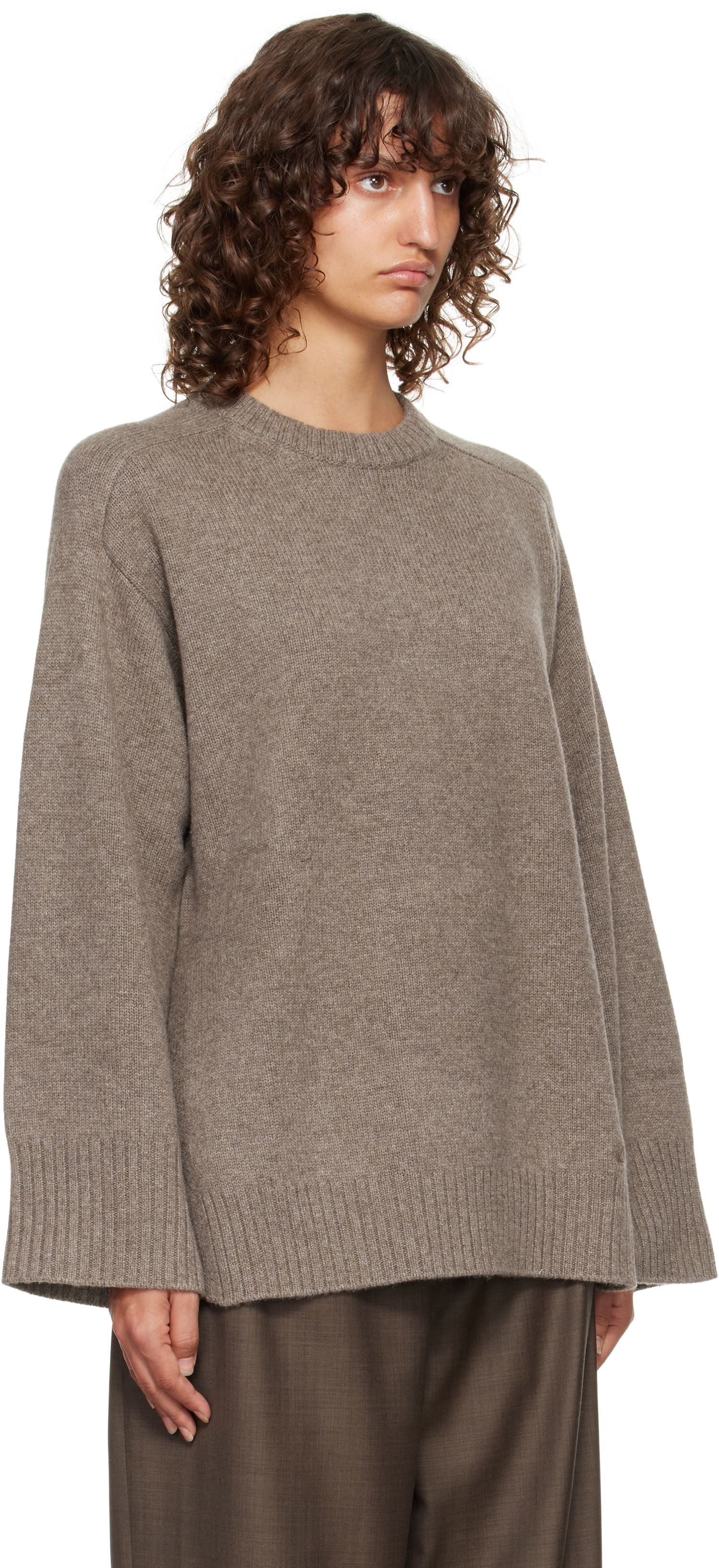 Sweater Loulou de Saison Loulou de Saison Safi Cashmere Blend Sweater Brun | SAFI LDS, 1