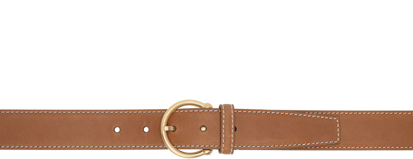 Bälten Thom Browne Thom Browne Pebble Grain Leather Belt with Round Buckle Brun | MCX067A-L0044