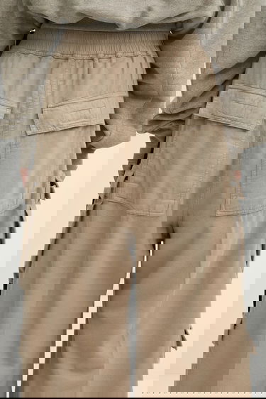 Cargo byxor Rick Owens Rick Owens DRKSHDW Double Cargo Jumbo Belas High Waist Wide Leg Pants Beige | DS02E7324.CFL, 3