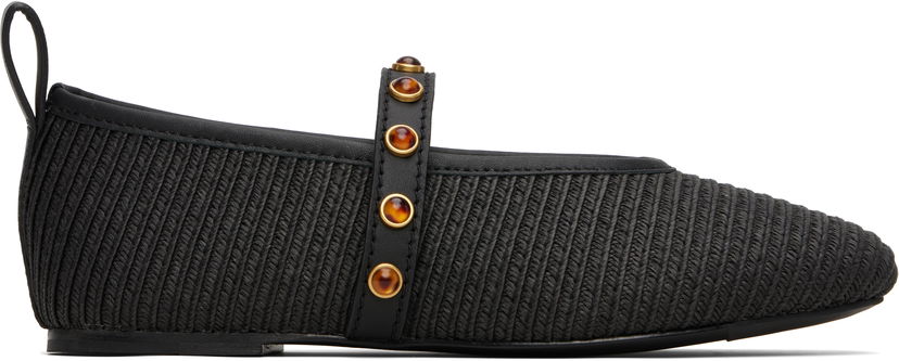 Klä rag & bone rag & bone Spire Straw Mary Jane Ballerina Flats Svart | WFF25PF1003ST3
