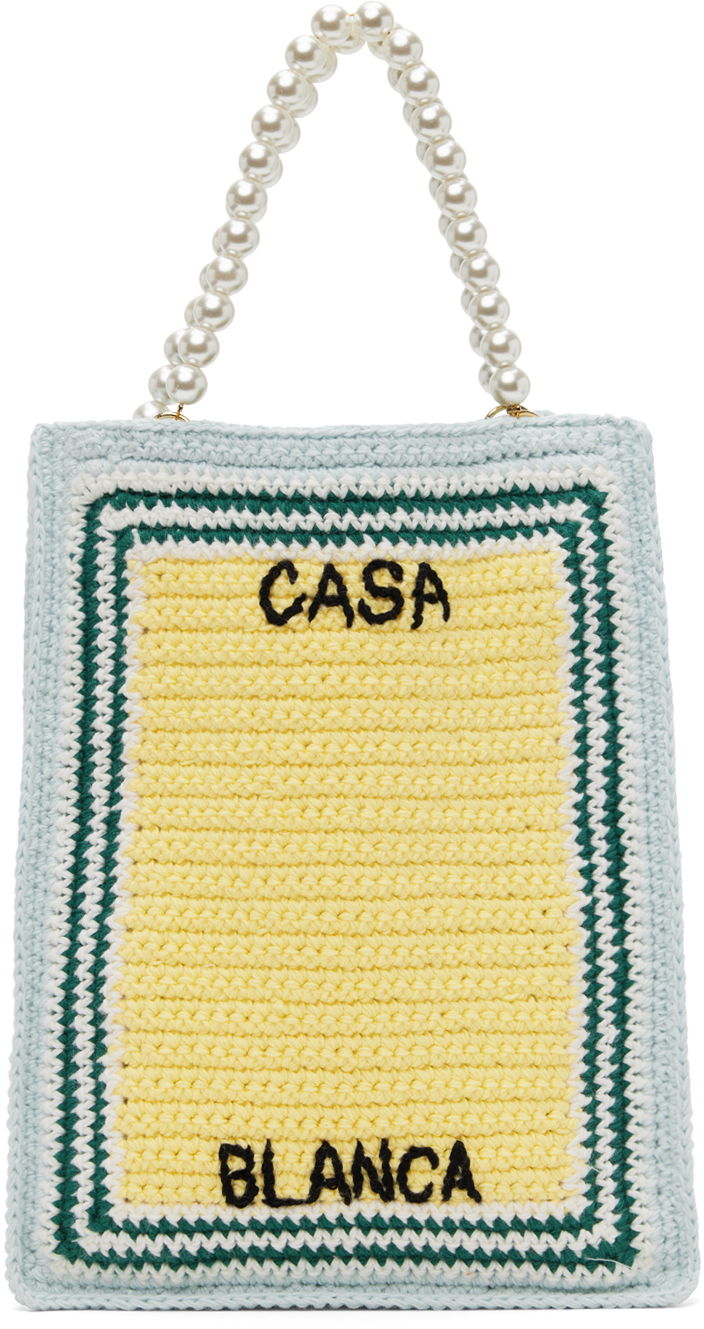 Tygpåse Casablanca Mini Crochet Tote Bag Gul | APS24-BAG-094-01