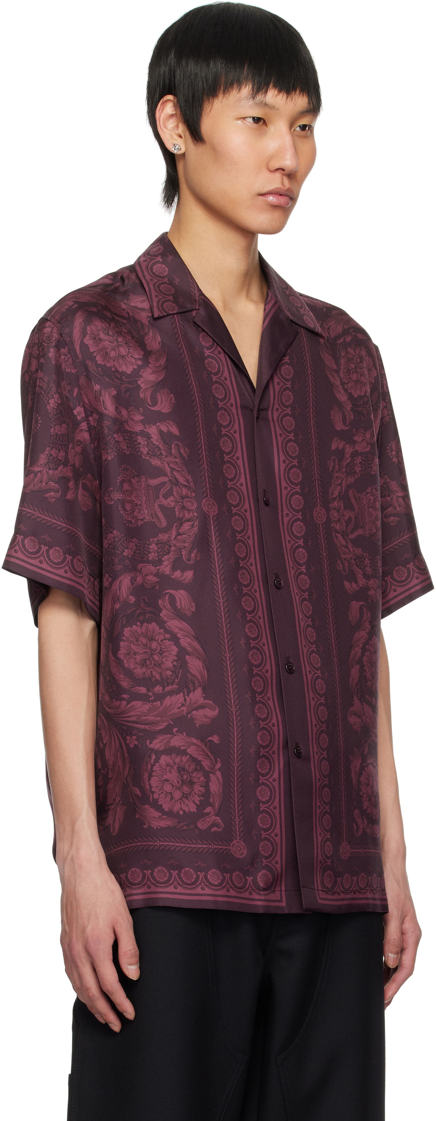 Skjorta Versace Versace Barocco Silk Shirt Purpur | 1003926_1A13557, 1