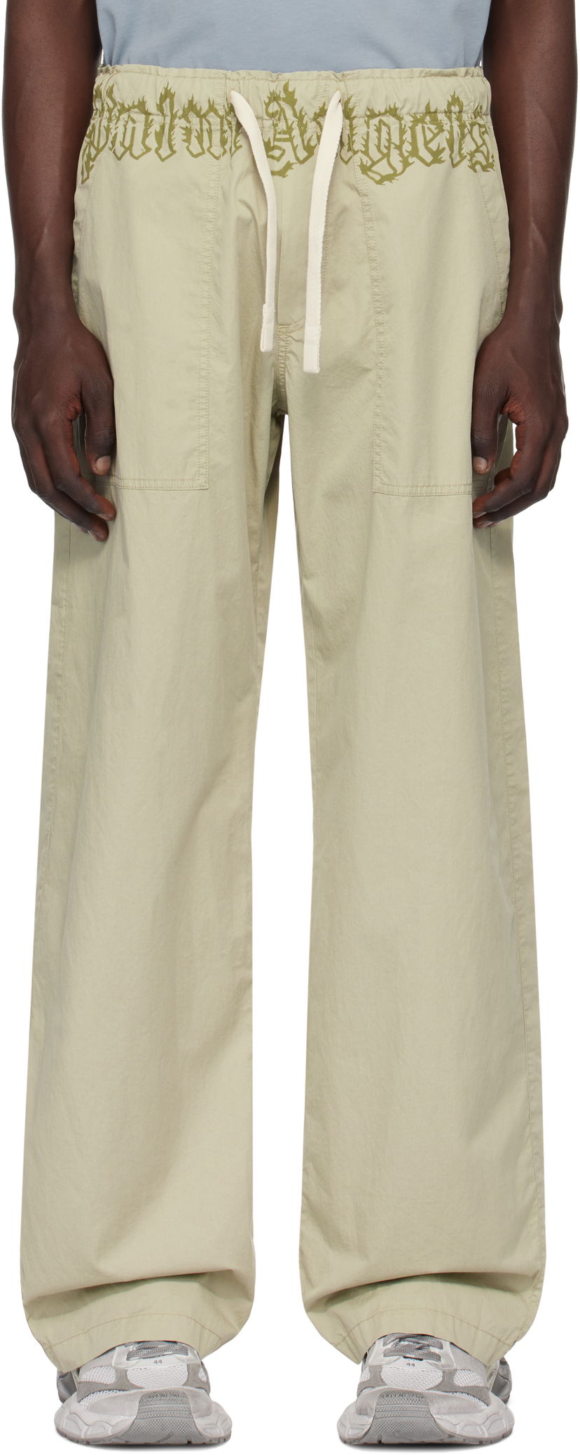 Cargo byxor Palm Angels Loose-Fit Cargo Pants With Logo Waistband Beige | PMCA117S25FAB0026156