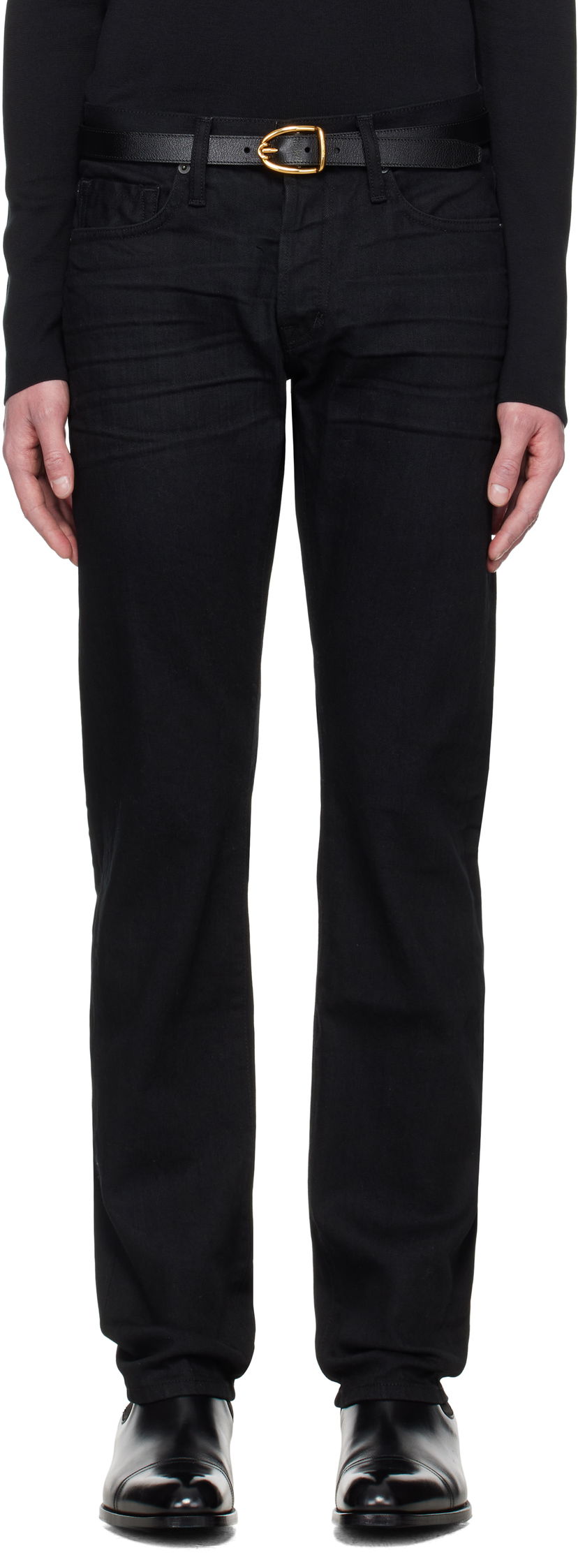 Jeans Tom Ford TOM FORD Stretch Straight Fit Denim Jeans Svart | DPH001-DMC005S23